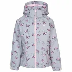 Trespass Girls Joyfull Printed Waterproof Jacket (Pale Grey)