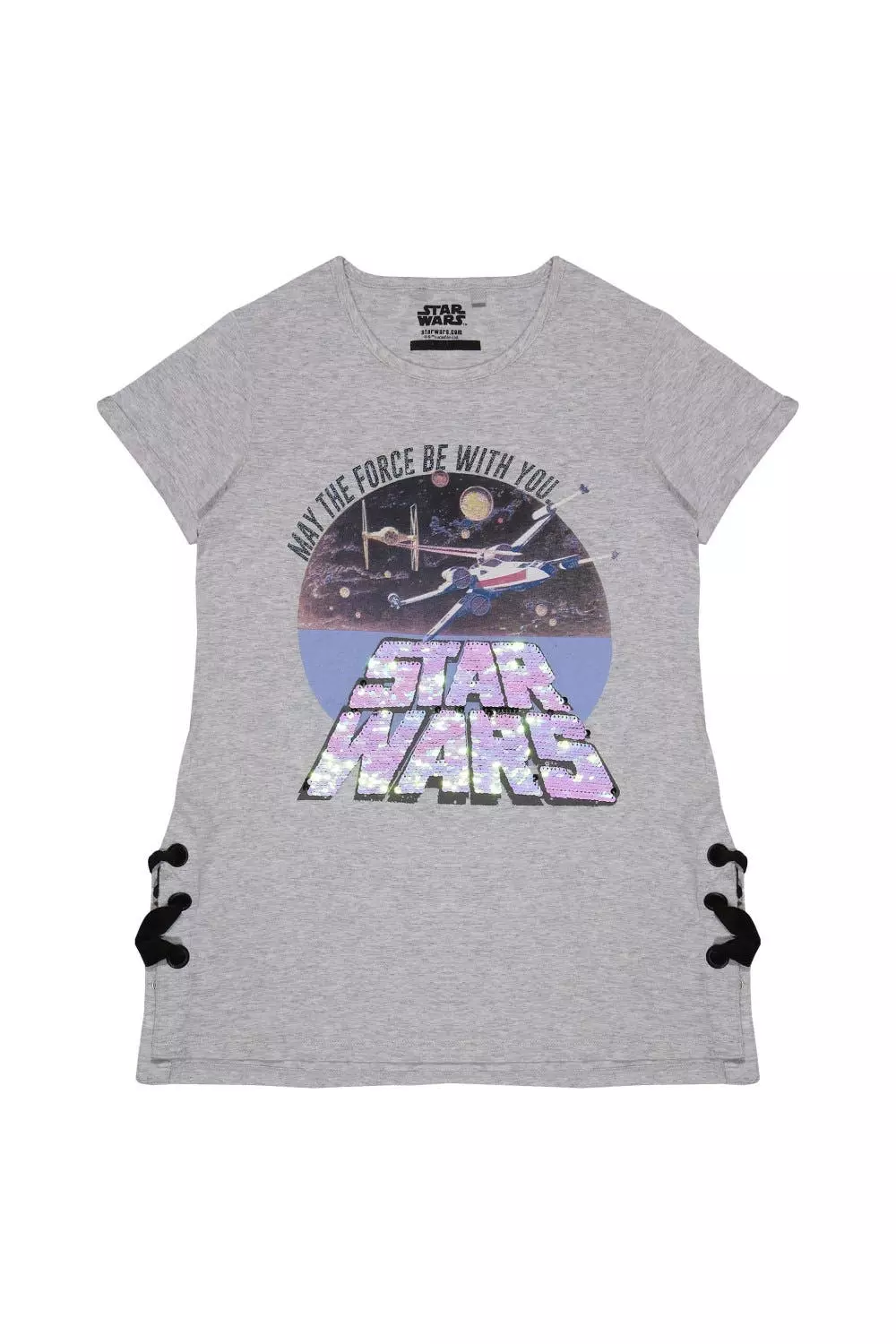 STAR WARS Girls May The Force Be With You Glitter Long T-Shirt - Image 3