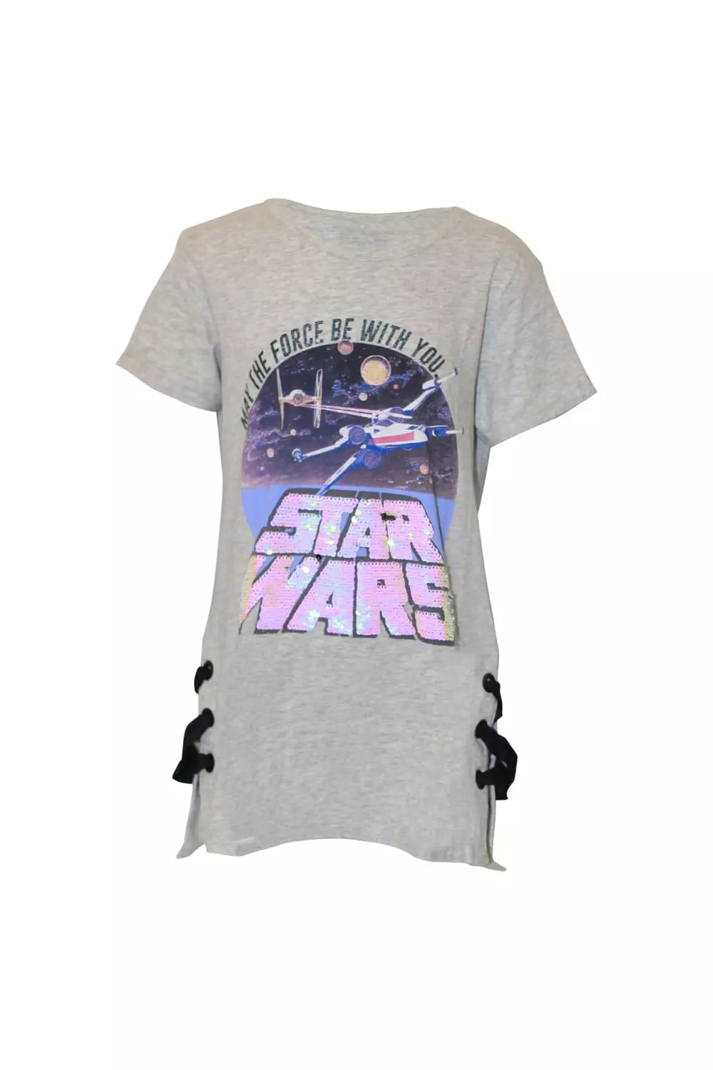 STAR WARS Girls May The Force Be With You Glitter Long T-Shirt