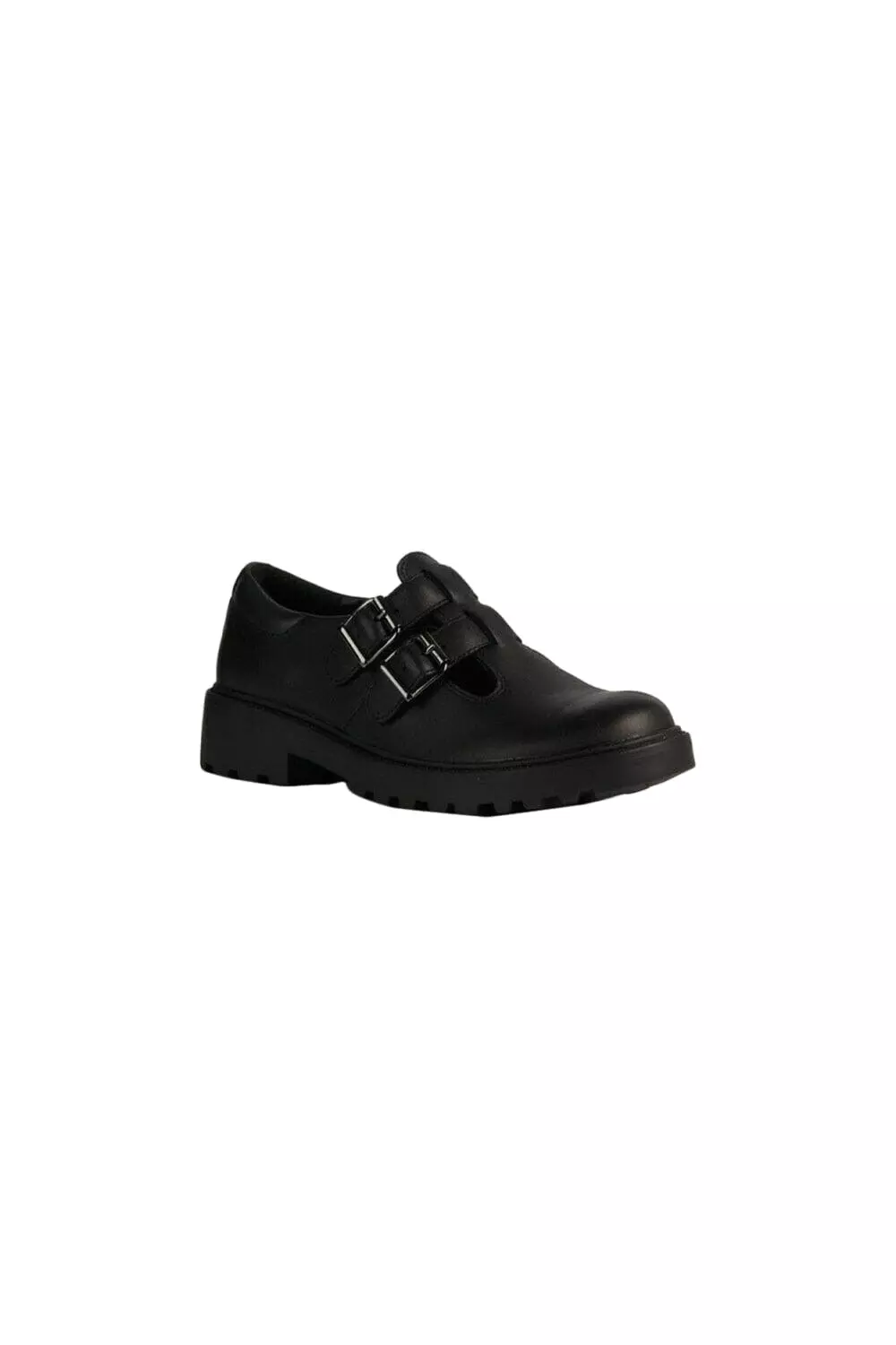 Geox Girls Casey Leather School Shoes (Black)