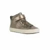 Geox Girls Kalispera Leather Lined Sneakers (Dark Beige)