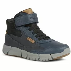 Geox Boys J Flexyper Leather Ankle Boots - Navy