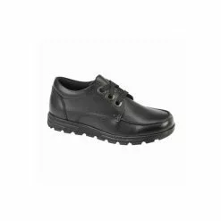 Roamers Girls Leather School Shoes - Black