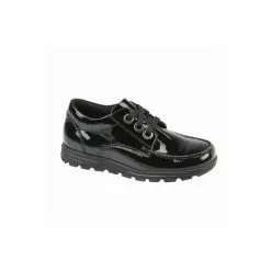 Roamers Girls Patent Leather School Shoes Black
